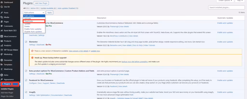 Deactivate All Plugins Wordpress 1024x410