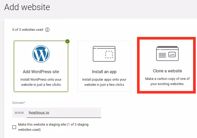 Staging Website Hostious
