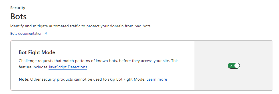 Activate bot fight mode within cloudflare settings