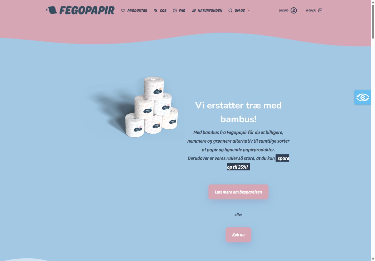 FegoPapirs hjemmeside før redesign