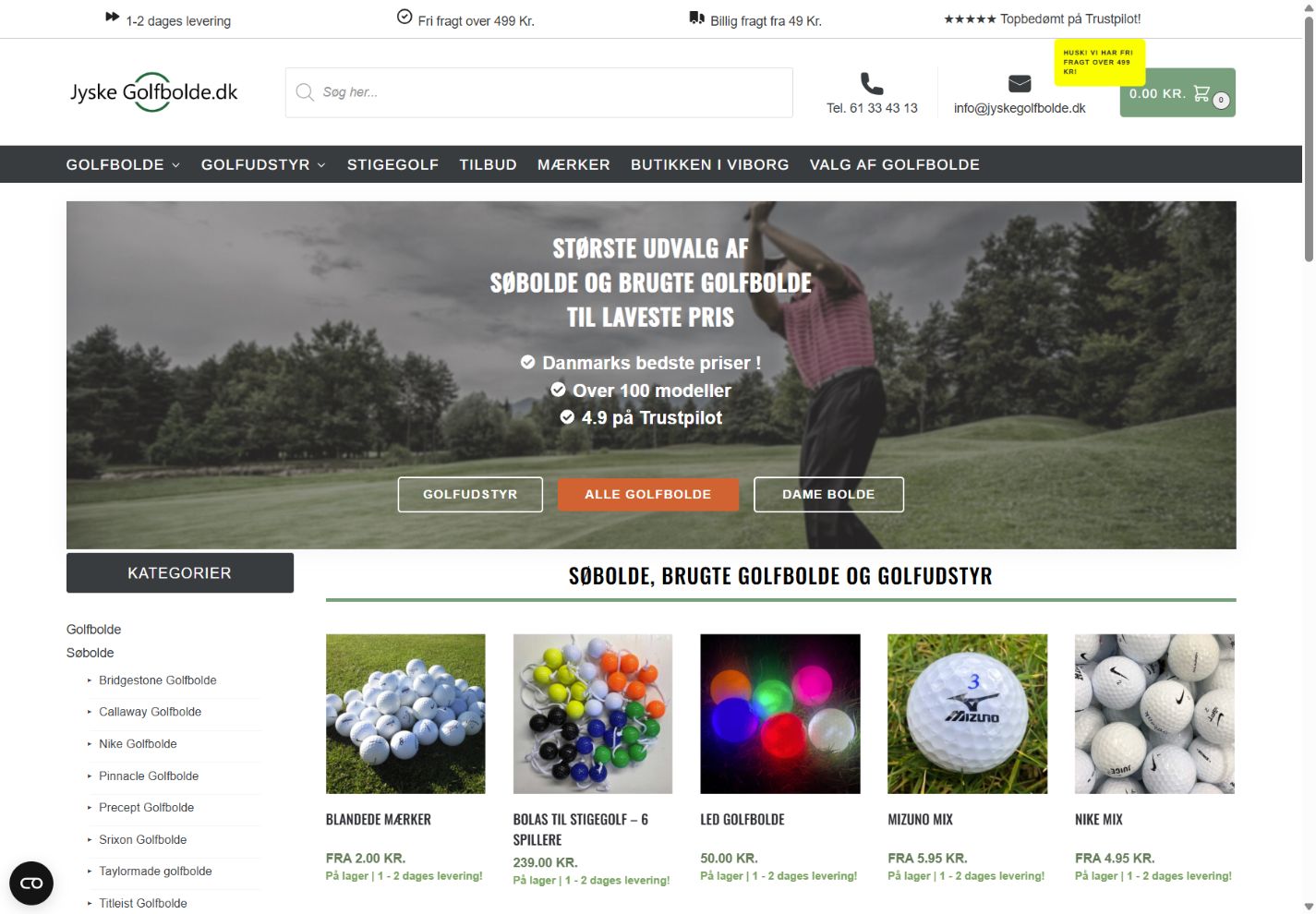 Jyske Golfboldes hjemmeside før redesign