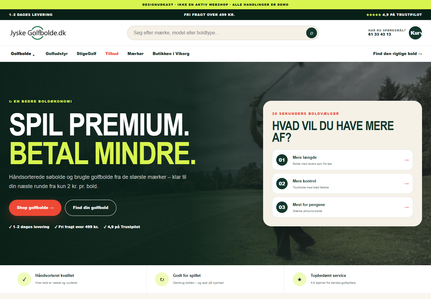 Designforslag til Jyske Golfboldes nye hjemmeside